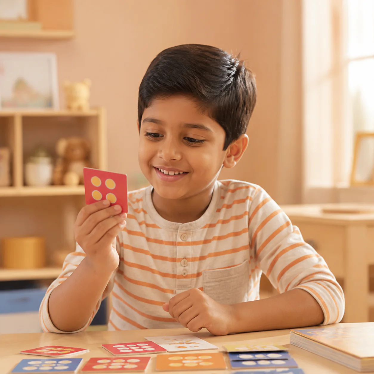 Indian boy playing and discovering