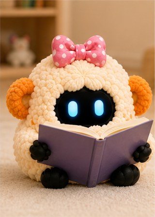 Yani reading a purple storybook